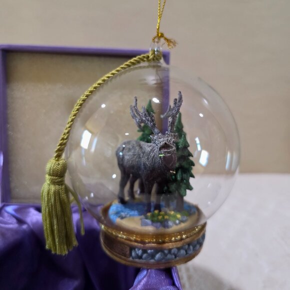 Flavia Milano The Memory Globe Ornament ELK IN THE WOODS Christmas Holiday Boxed - Picture 15 of 17